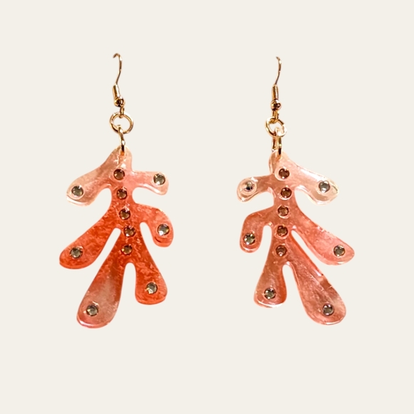 Coral Reef Inspired/Handmade Resin Dangle Earrings - Picture 2 of 2